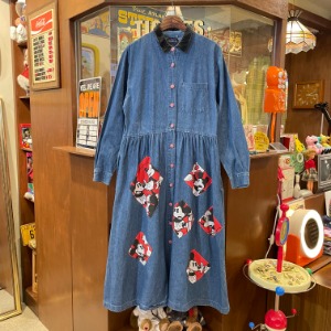 Vintage Mickey Mouse Patchwork Denim Dress