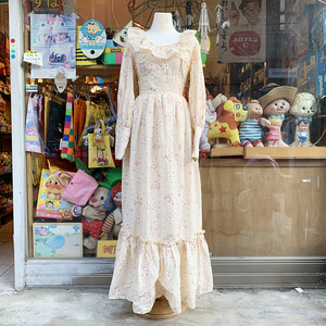 60-70&#039;s Floral Long Dress USA